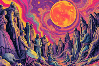 draw stoner rock, heavy metal, psychedelic art