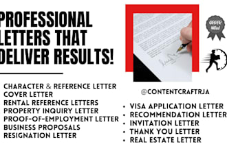 write professional business, rental, visa and employment letters