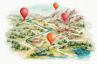 do custom watercolor wedding map