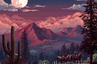 make pixel art scene or background