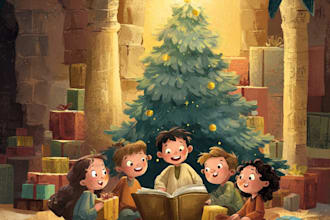christmas children book illustration, bible illustration