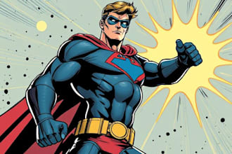 make a comic book superhero illustration