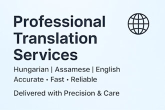 expert hungarian assamese and english translation