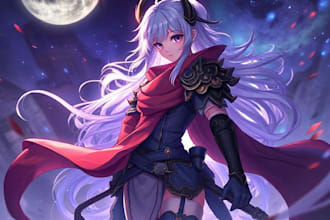 draw a fantasy anime furry character or fantasy landscape