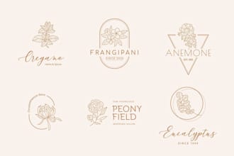 design hand drawn custom hand drawn, botanical, flower, floral logo
