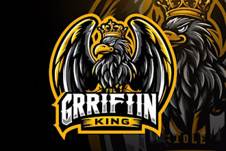 design a powerful griffin king mascot logo for your brand