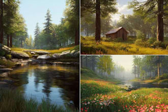 design a realistic landscape for a story or cover art