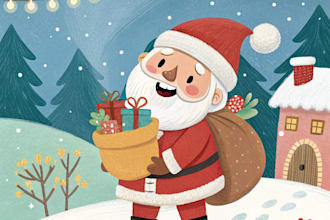illustrate christmas card,christmas character