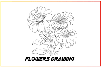 draw line art illustration botanical and flower beautifully