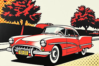 classic car pop art roy lichtenstein style