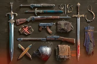 draw any medieval fantasy weapons, armors and items art