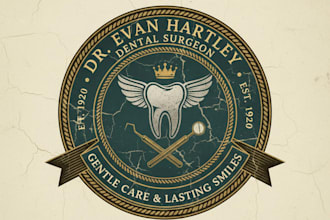 design a vintage dental logo with classic and professional style