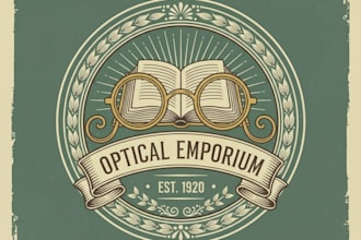 design a vintage optical logo with a classic and professional style