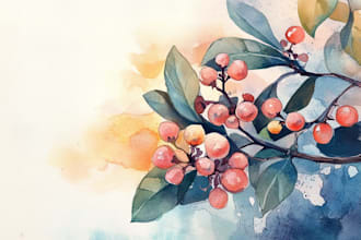 paint a watercolor and gouache landscape illustration