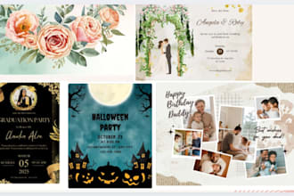 design party, birthday and wedding invitation card