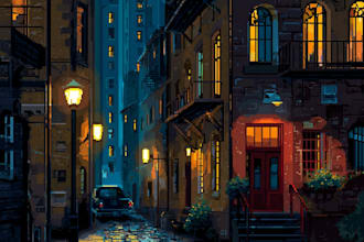 make pixel art scene or background