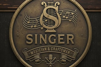 design a vintage singer or musician logo with classic and artistic style