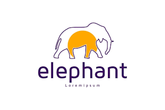 design a cute elephant logo for baby or children brands
