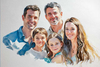 amazing family portrait watercolor portrait