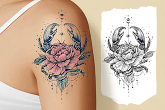 design custom minimalist line art tattoo