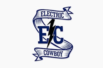 design high quality electric cowboy logo