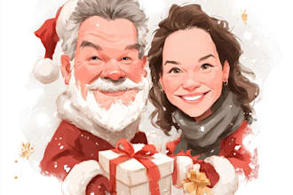draw christmas caricature and holiday gift card drawing