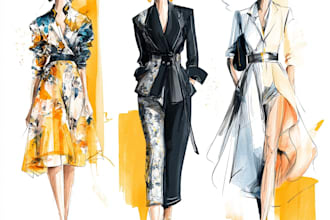 draw a fashion illustration, portrait, sketch