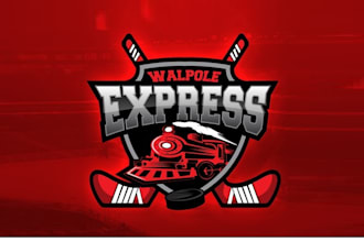 create luxurious steam engine train logo for a hockey team