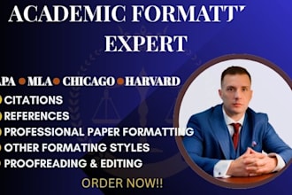 do proofread, formatting and citation, reference editing 4hr using apa7,mla