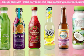 design logo, label for juices, beverages and packaging