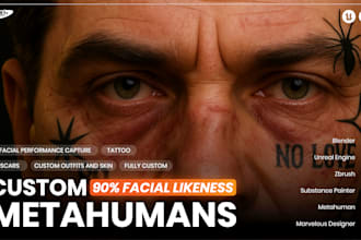 create a custom metahuman with realistic tattoos, outfits, and facial likeness