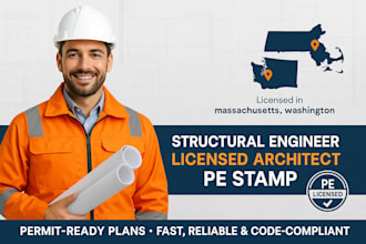 licensed architect, structural engineer, pe stamp in massachusetts, washington