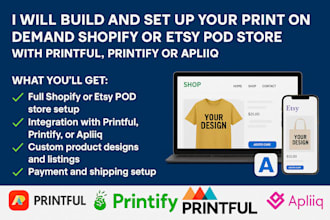 build print on demand shopify set up etsy pod store with printful printiful