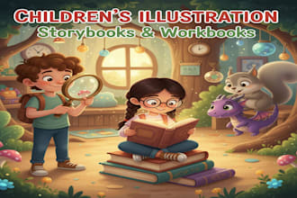 illustrate your children book, design workbook and audiobook cover