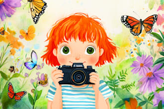 draw whimsical children story book illustration and children story book cover