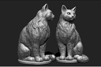 sculpt pets,cat,realistic animal statue,monuments,pic to 3d stl,3d print,zbrush