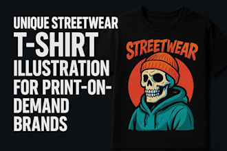design unique custom streetwear t shirt illustration for print on demand