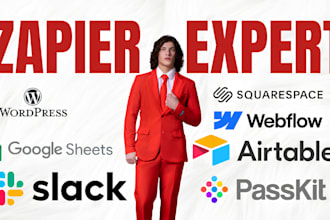 zapier expert wordpress google sheet squarespace airtable slack webflow passkit