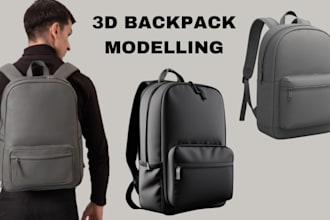 model and render highquality 3d bag, backpack, mylar, lunch bag for manufacture