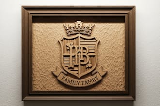 craft hand carved family crest or logo in wood, unique custom gift