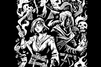 draw a dark horror t shirt with creepy and gothic art style
