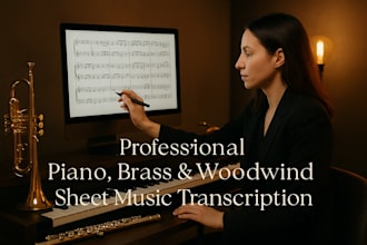 transcribe and create professional piano, brass, and woodwind sheet music