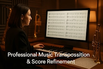 transpose and refine your musical score for orchestra, band, solo, and duet use