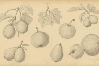 draw detailed botanical fruit sketches with vintage style