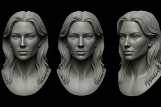 sculpt 3d realistic, 3d head bust, 3d full body model for 3d printing