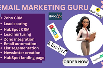 email marketing expert hubspot, klaviyo, zoho CRM and email automation