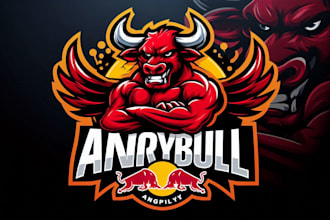 design a fierce angry bull mascot logo for your brand