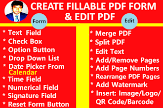 create fillable PDF forms, interactive PDF fillable form, editable fields design