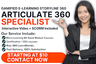 be lms online course content scorm developer in articulate, storyline, rise 360