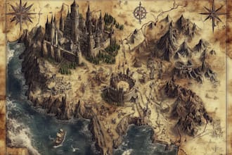 draw fantasy map for your book, rpg, 4k dnd with inkarnate map illustration